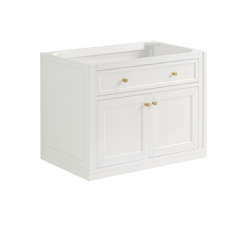 Chicago 36' W Single Vanity, Glossy White, 8" Widespread, Victorian Silver