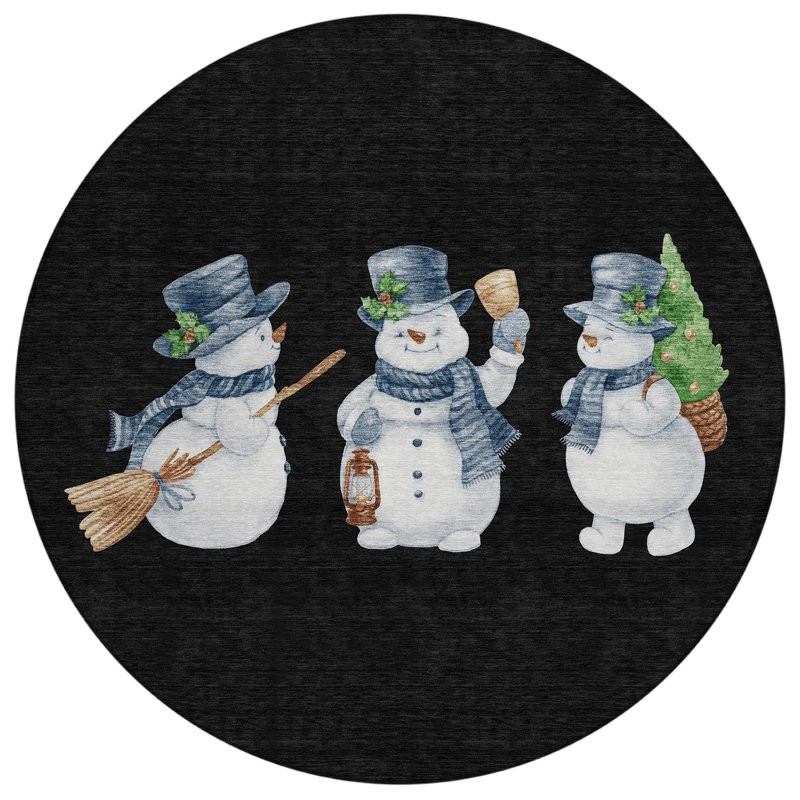Tapis intérieur lavable en forme de bonhomme de neige 8 pi