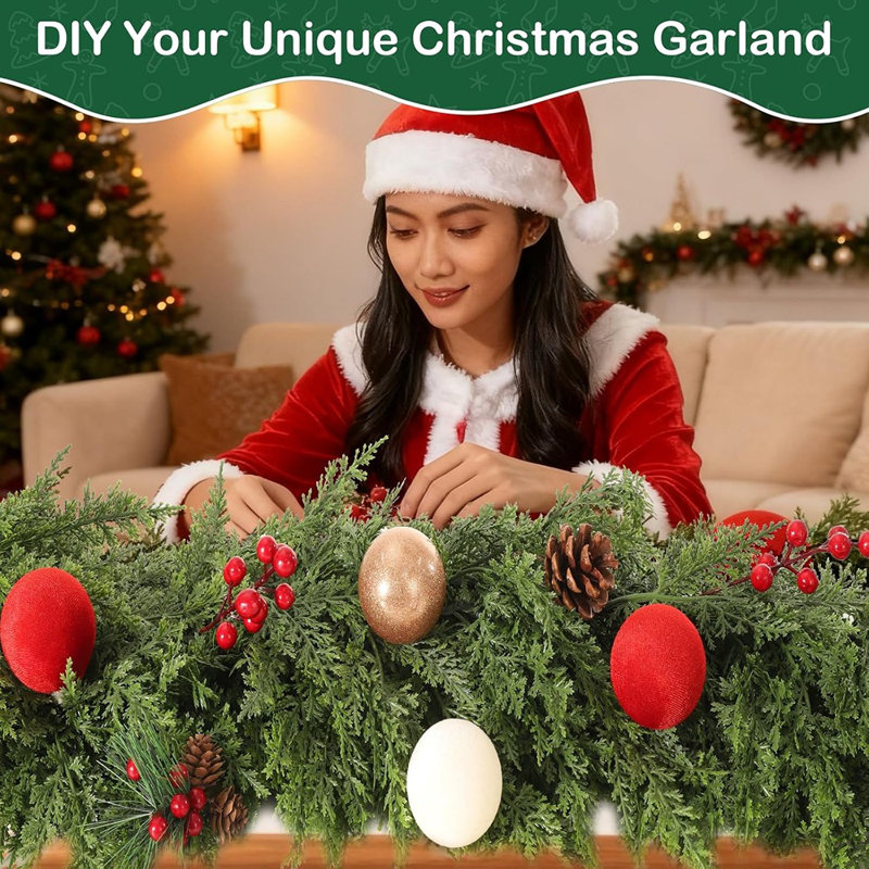 Guirlande de cèdre 9 pi Guirlande de Noël Real Touch
