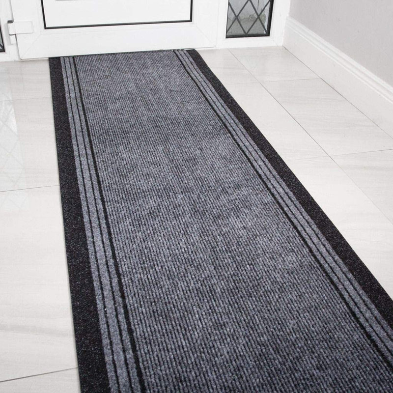 Pacjo Non-Slip Striped Doormat, Grey, Rectangle 67 x 121.92cm