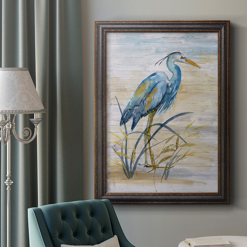 Blue Heron I, toile encadrée de qualité supérieure - prête à être accrochée, H 20 po x l 16 po x P 2,5 po