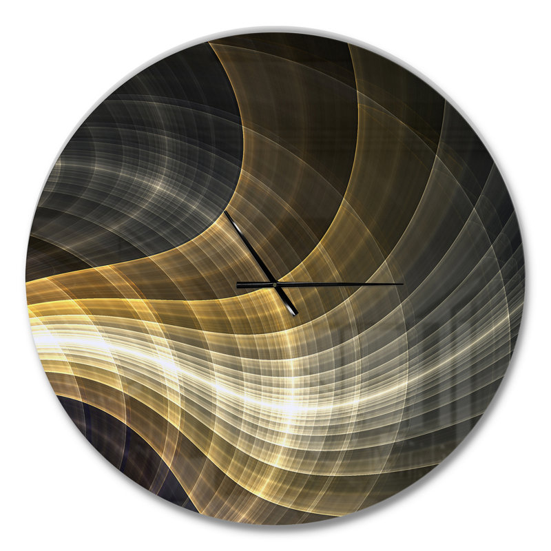 Horloge murale moderne jaune avec lumière fractale, Surdimensionné