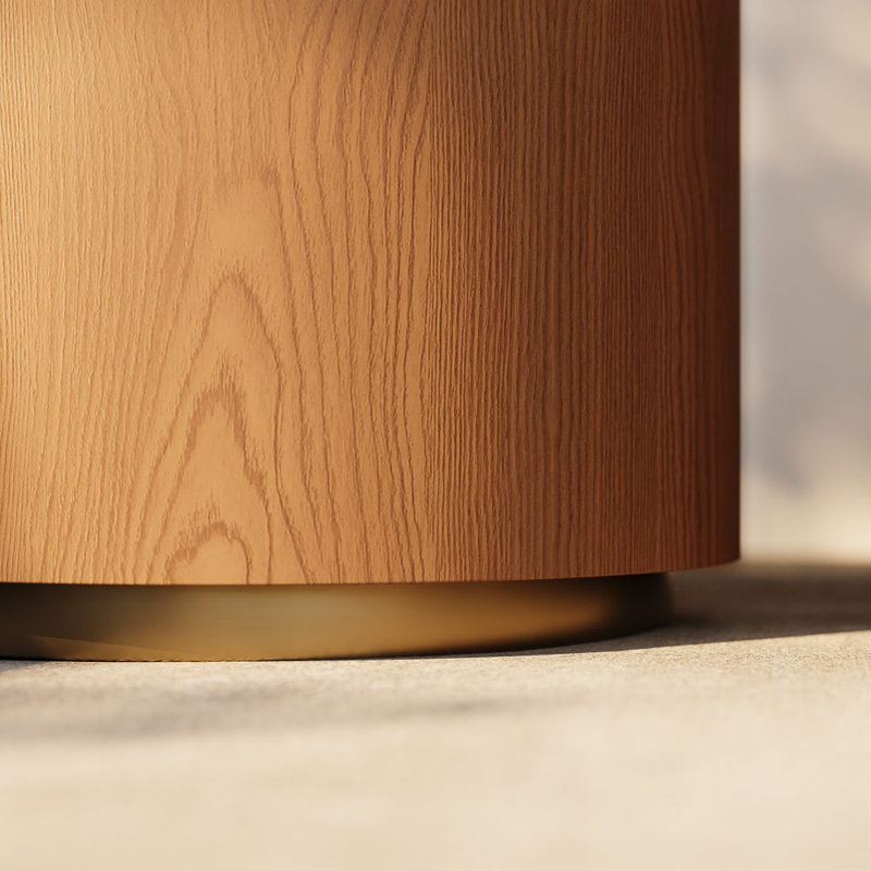 Table d'appoint 16,14 po en noyer rond, table d'appoint en pierre frittée moderne, minimaliste moderne, panneau de fibres à densité moyenne