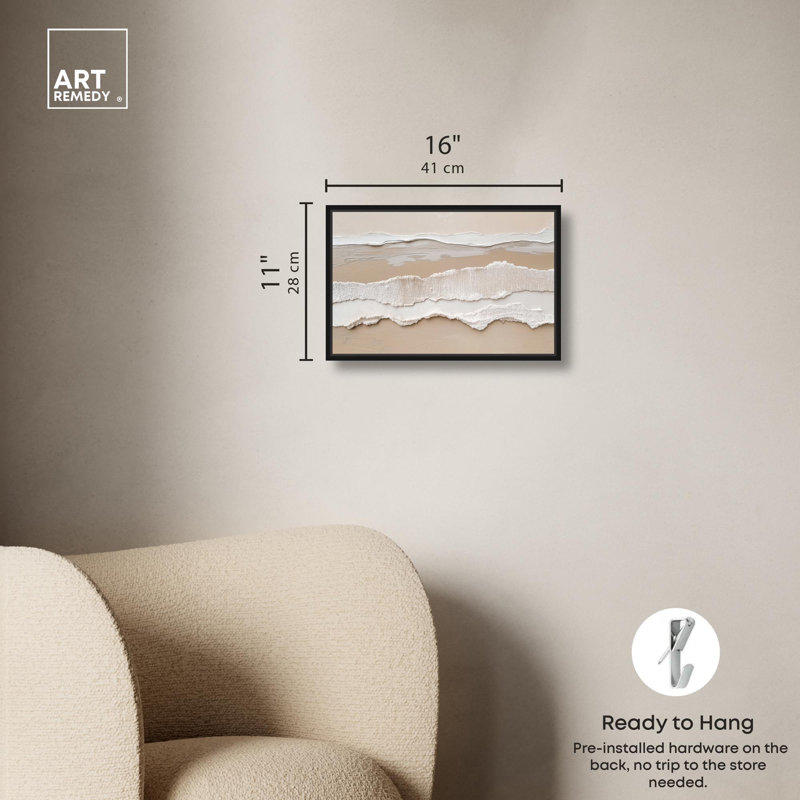 Toile texturée «Sea II» par Art Remedy, H 11 po x l 16 po, Cadre flottant, Noir