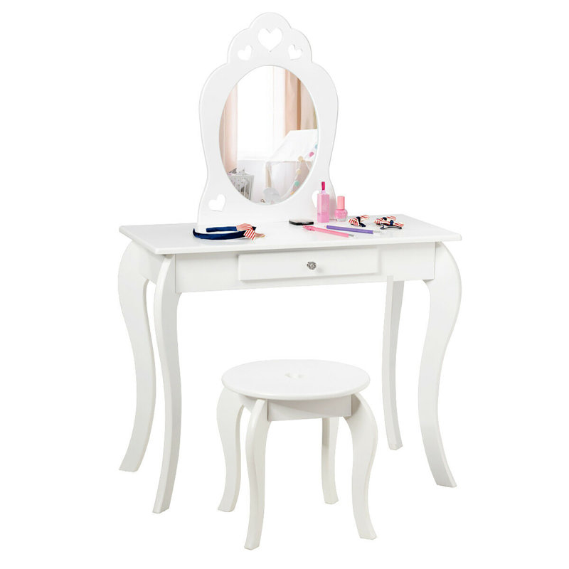 Milledgeville Kids Vanity Set with Mirror, White
