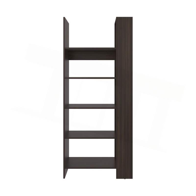 Stained Walnut 5-Shelf Open Bookcase