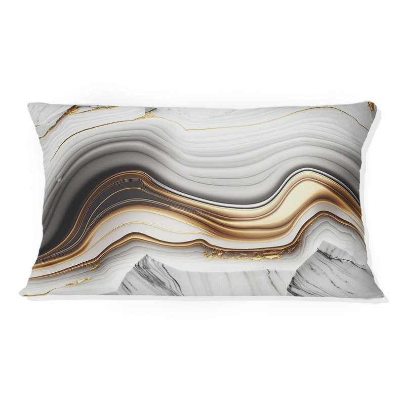 Abstract Geode Waves Grey III - Coussin décoratif à imprimé abstrait
