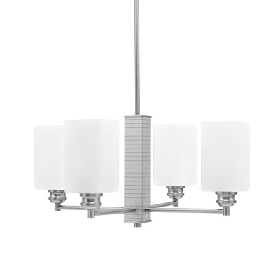 Lustre 4 lumières Edge avec verre carré en marbre blanc de 3,5 po