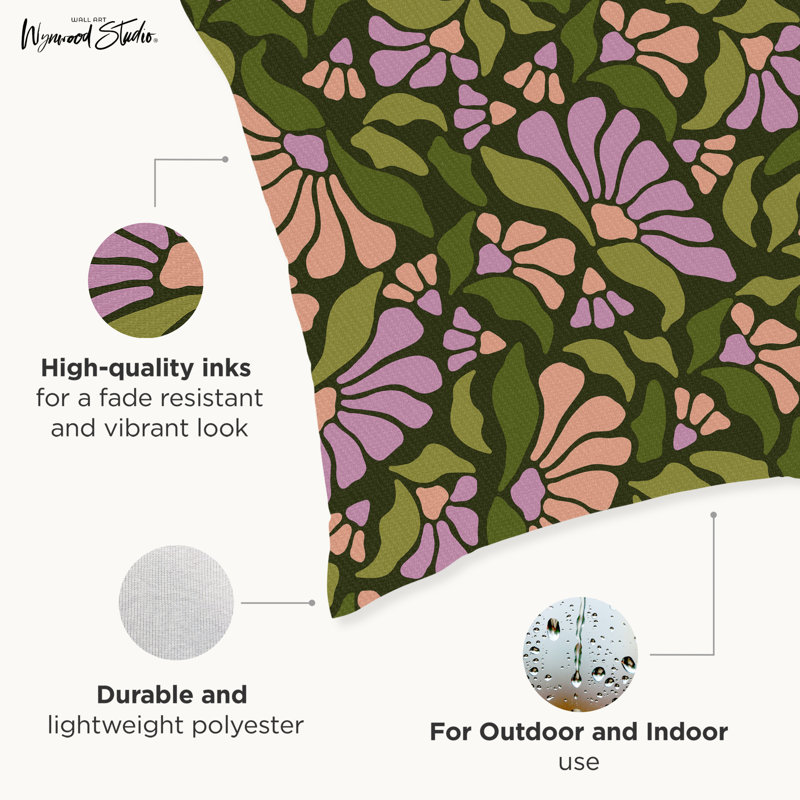Coussin décoratif floral intérieur / extérieur en polyester