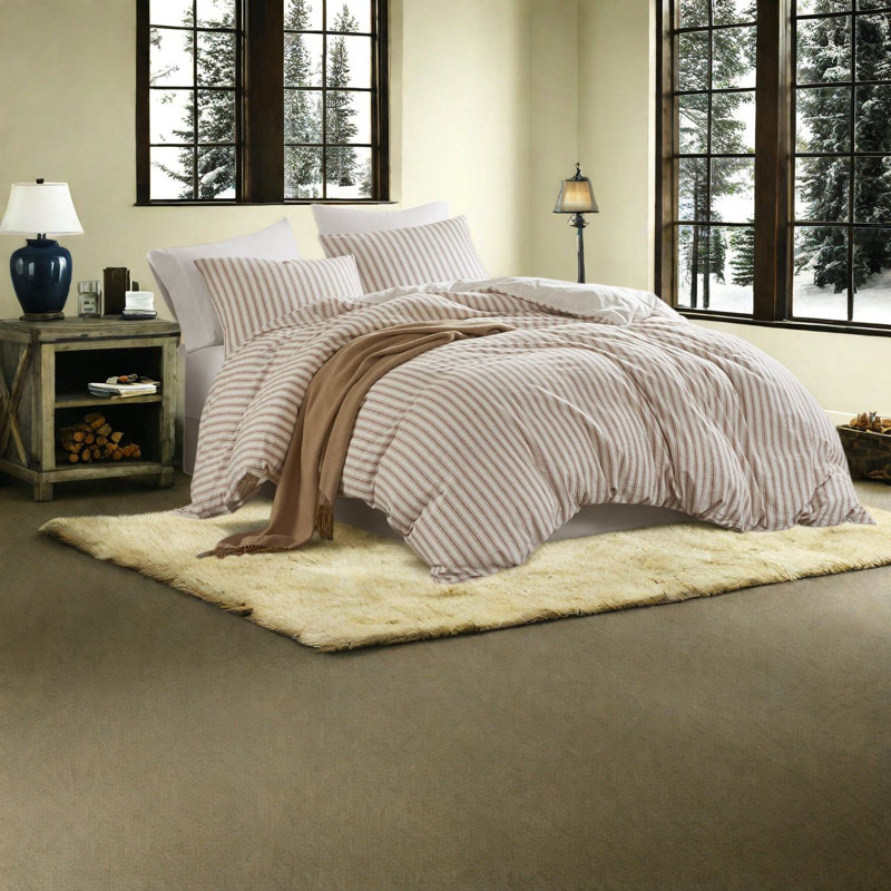 Linen Blend Striped Duvet Cover Set