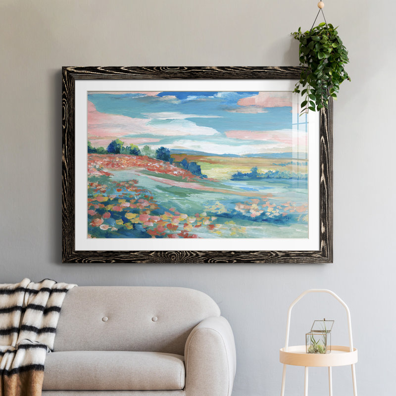 Vue pastorale - Peinture encadrée, H 31,5 po x l 23,5 po x P 1,5 po, Cadre noir