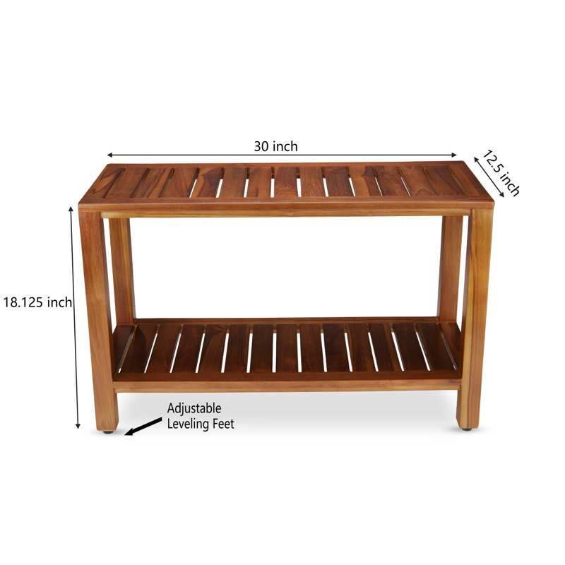 Teak Spa Bench with Shelf for Bathroom and Shower