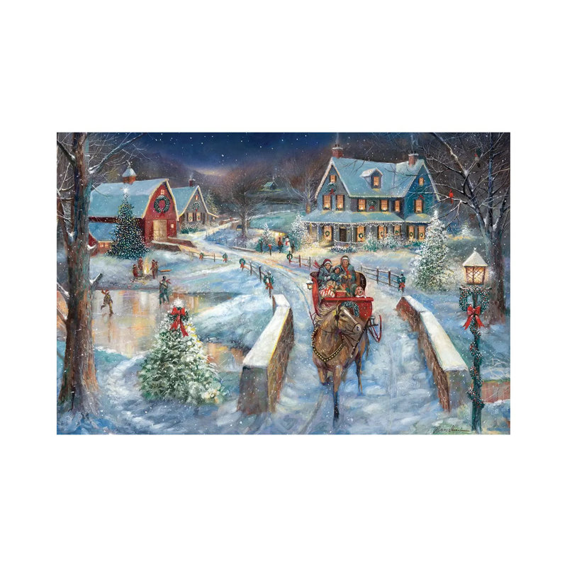 «Evening Sleigh Bells» par Ruane Manning - reproduction d'art, H 40 po x l 60 po x P 1,5 po, Toile tendue, Aucun mat