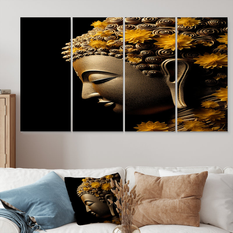 Décoration murale Tarel - Bouddhisme 4 pièces, H 28 po x l 48 po
