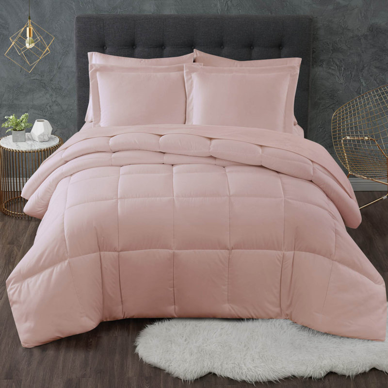 Truly Calm Antimicrobial Box Stitch Comforter, Twin / Twin XL Comforter + 1 Sham, Blush