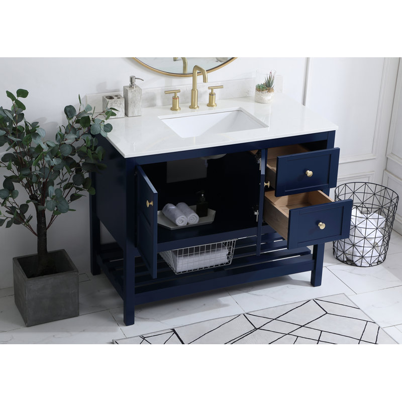Krish 42'' Single Bathroom Vanity with Top, Blue
