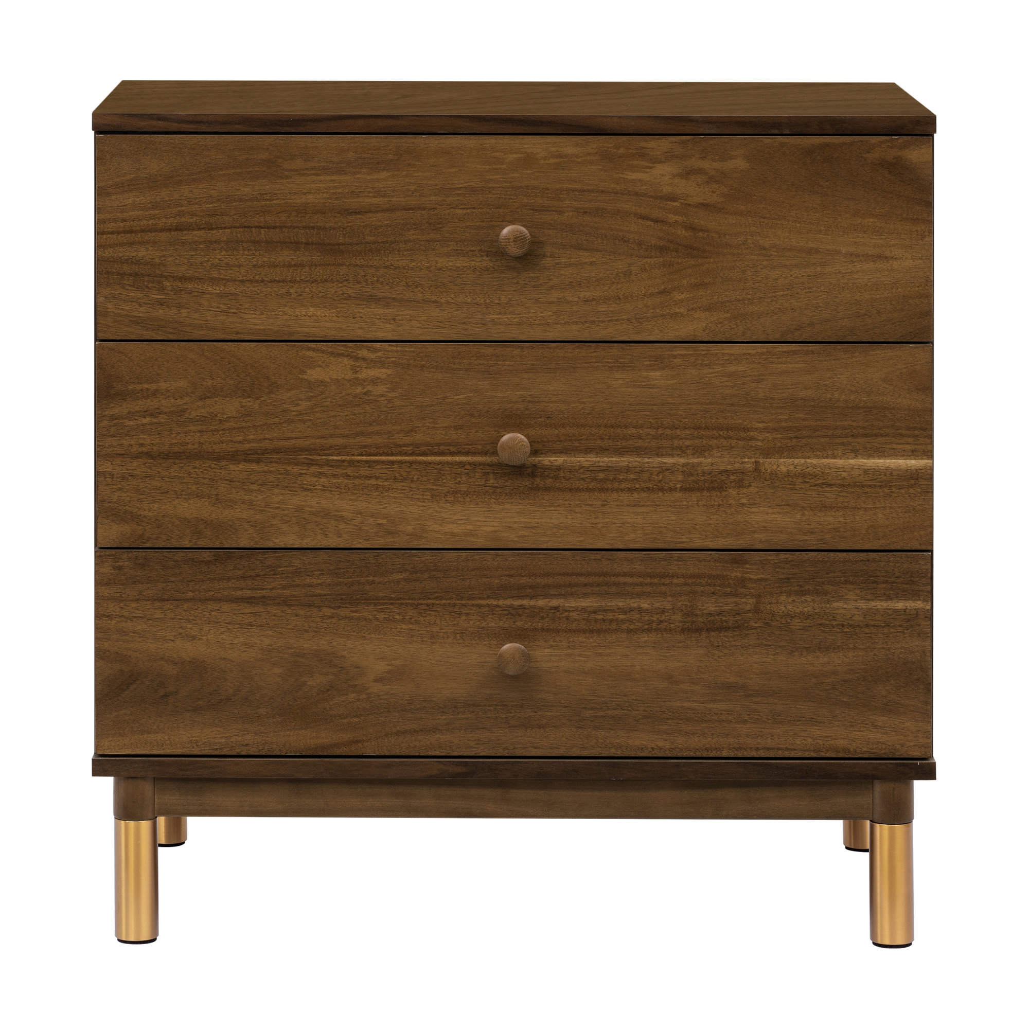 Gelato 3 Drawer Changer Dresser, Natural Walnut/Gold