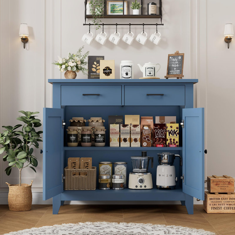 Modern Farmhouse Buffet Cabinet, Blue