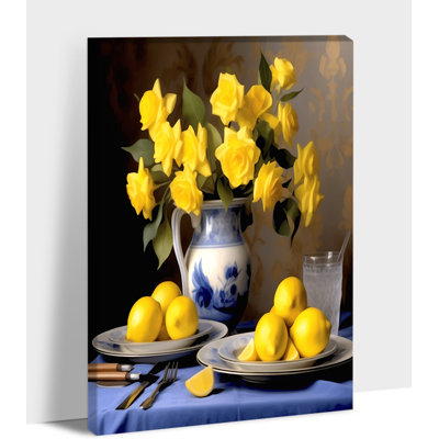 Grande vaisselle encadrée Adriany, reproduction d'art, affiche jaune, jaune, nature morte, peinture, affiche d'art alimentaire pour salle à manger, décoration murale, 24 po x 32 po