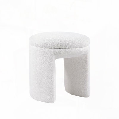 Teddy Fabric Round Top Round Accent Stool