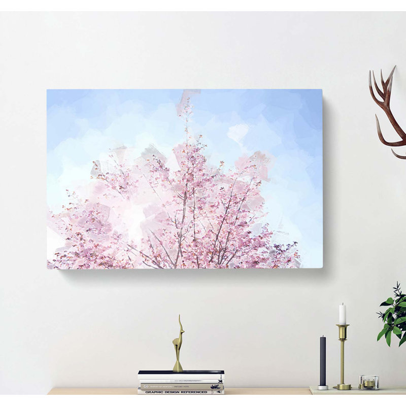 Pink Japanese Cherry Tree In Spring In Abstract - Wrapped Canvas, 35cm H x 50cm W x 3cm D