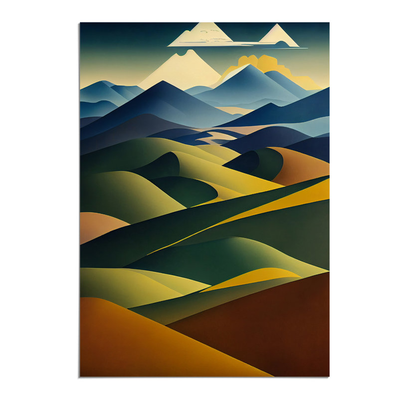 Abstract Mountain Landscapes No.5 - Wall Art, Paper, 42cm H x 29.7cm W, White