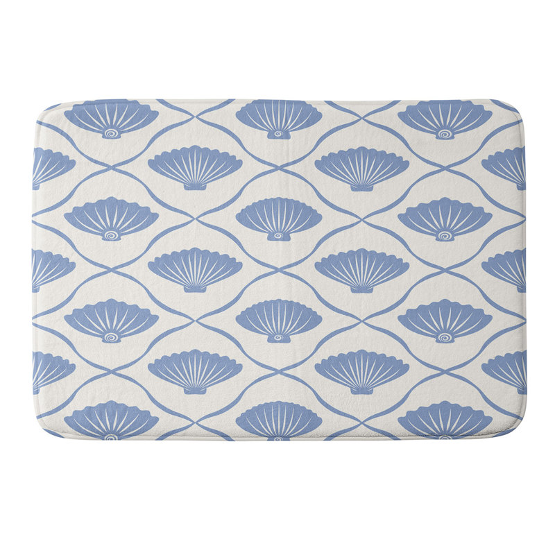 Tapis de bain en mousse à mémoire de forme coquillage bleu océan thespacehouse, Simple - L 17 po x l 24 po