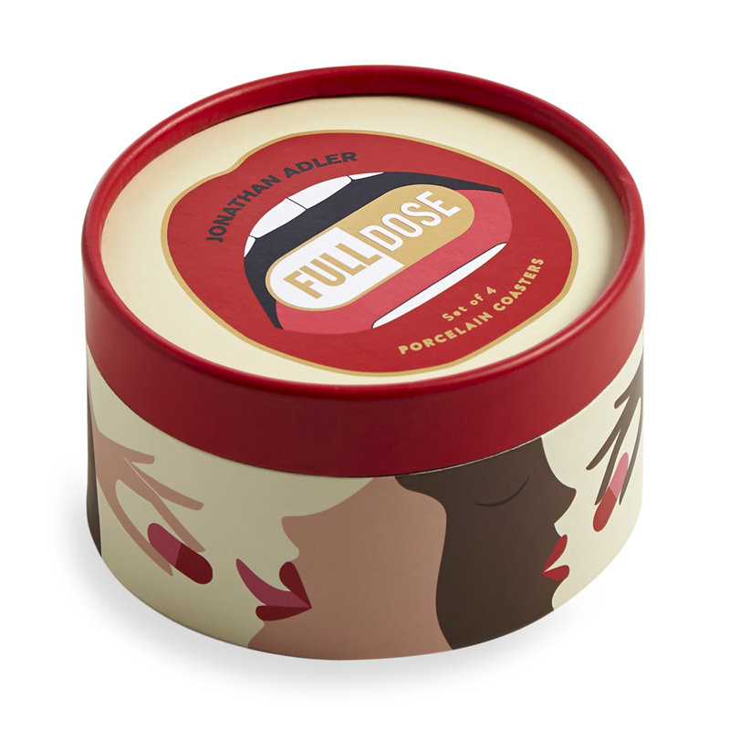 Full Dose 4" Round Ceramic Coasters with 24-Karat Gold Detail