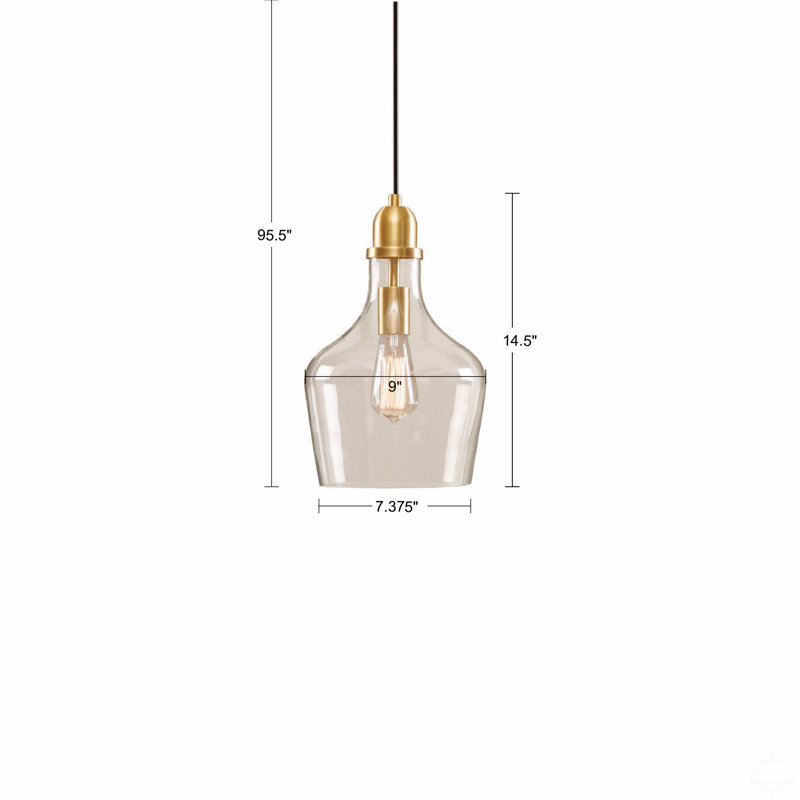 Hanging Glass Pendant Light, Gold