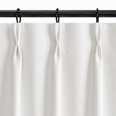 2 pièces de rideau en polyester 300 g / m² avec 7 plis par pièce, blanc