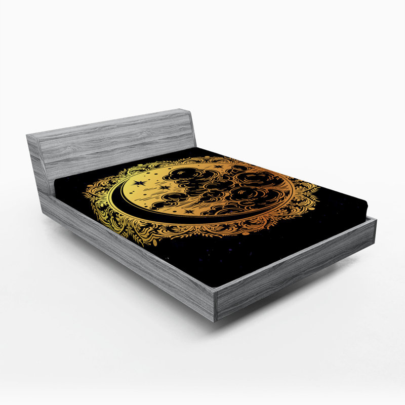 Drap-housse d’art graphique psychédélique occult médiéval, Drap-housse grand