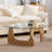 16.5'' H Modern Triangle Glass Coffee Table with Solid Wood Base-260954002