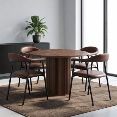 Ensemble de salle à manger moderne de 5 pièces pour 4 personnes, avec rangement dissimulé et chaises rembourrées modernes, pour cuisines et appartements.