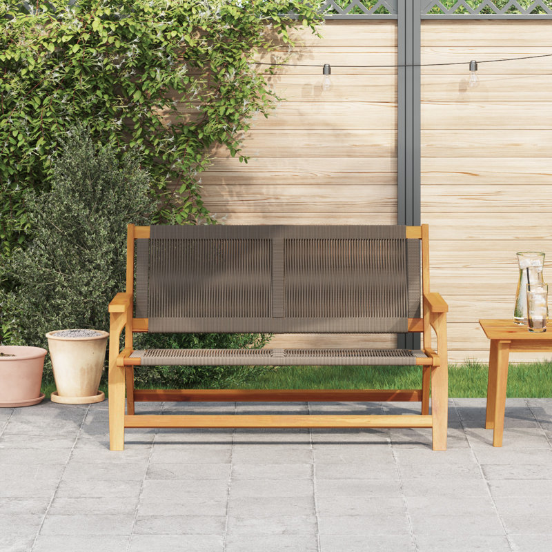 Wood, Rope Medium Ergonomic Outdoor Bench Rectangular, Grey