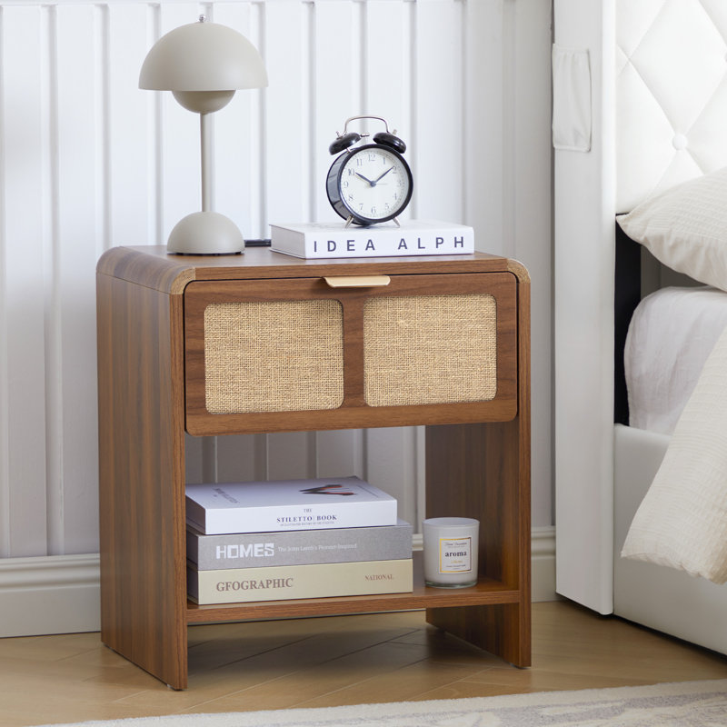 End Table With Charging Station, Walnut