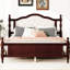 Grand lit avec tête de lit tapissier luxueuse et bois de pin cerise