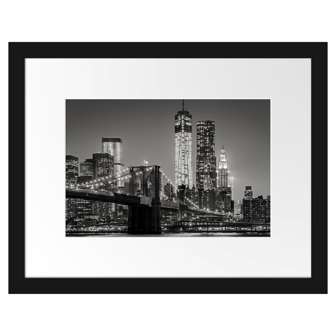 Gerahmtes Poster New York City Skyline bei Nacht