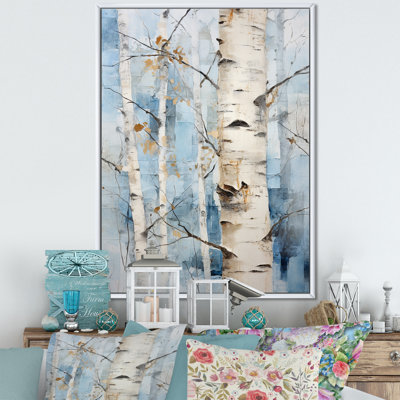 Bouleaux blancs, forêt, paysage d'hiver - arbre, art mural