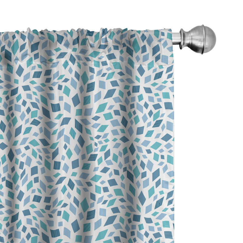 Rideaux 4 panneaux Bungalow Rose Teal, mosaïque abstraite, tons de bleu, bleu ardoise, turquoise, L 56 po x L 84 po
