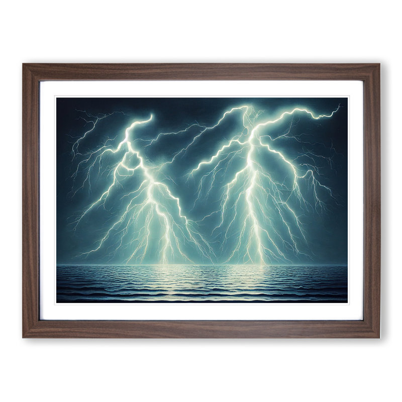 XH1022-5502X Lightning View - Single Picture Frame Print, 25cm H x 34cm W x 2cm D, Walnut