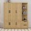 Élégante garde-robe de rangement en bois à 3 portes, deux tringles et tablettes-2037088960