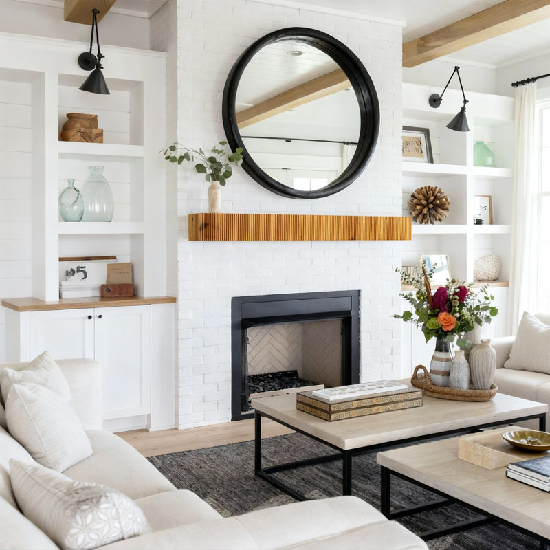60“ Rustic Fireplace Shelf Mantel