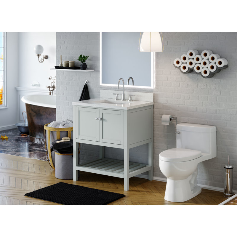 Ensemble de meuble-lavabo simple Riose, Gris océan, Marbre de Carrare, 36"