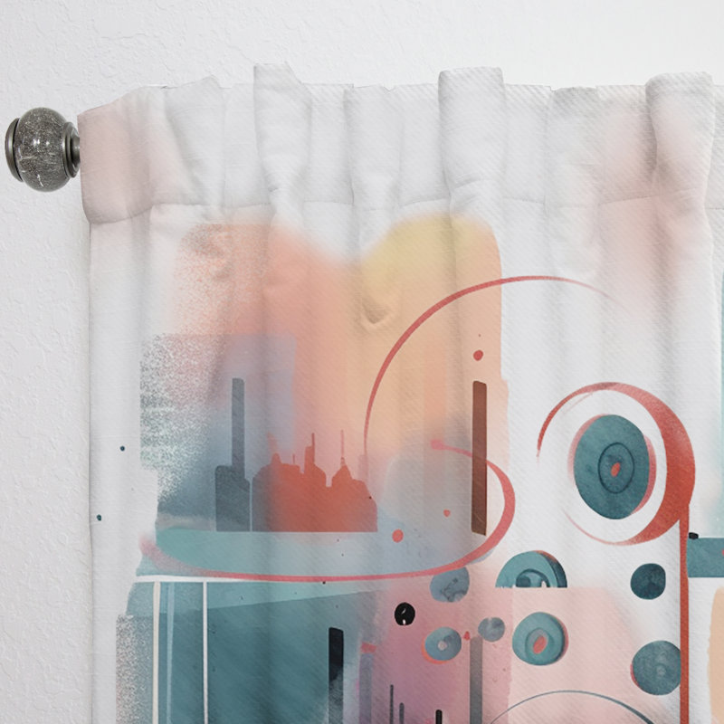 Geet - Orange And Blue Artistic Expressions V - Abstract Curtain - Velvet Room Darkening - 1 panel, 52" W x 84" L