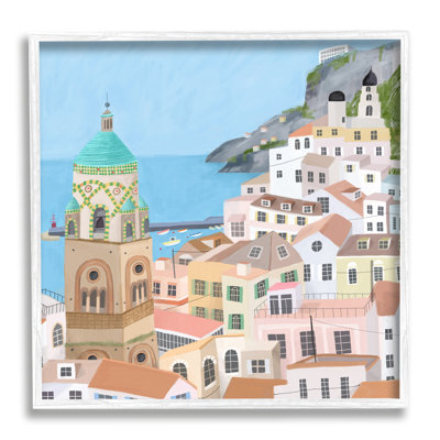 «Amalfi Traditional Italian Architecture Coastal Cliffside Cityscape», art mural sur toile surdimensionné par Carla Daly