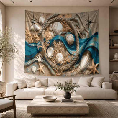 Nautical Coastal Elements Wall Tapestry