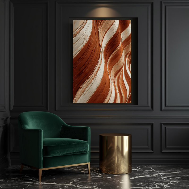 Diagonalstripes rouille crème beige, art mural sur toile, H 16 po x l 20 po