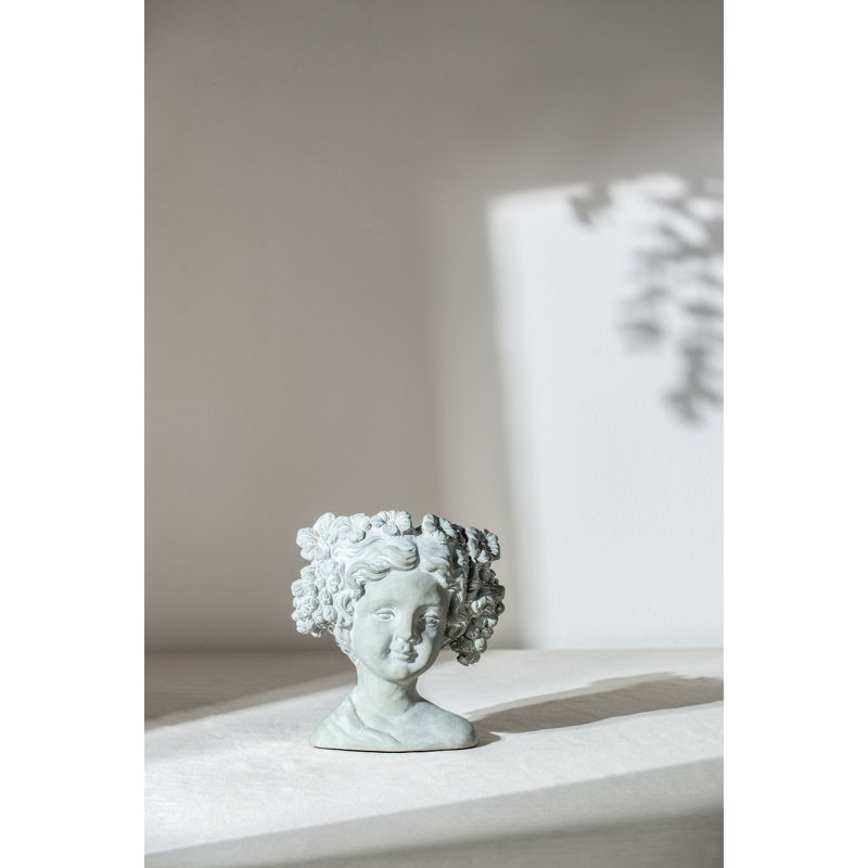 Cement Bust Wall Planter, Gray