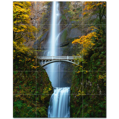 Bridge Photo 4.25'' x 4.25'' Satin Ceramic Decorative Mural