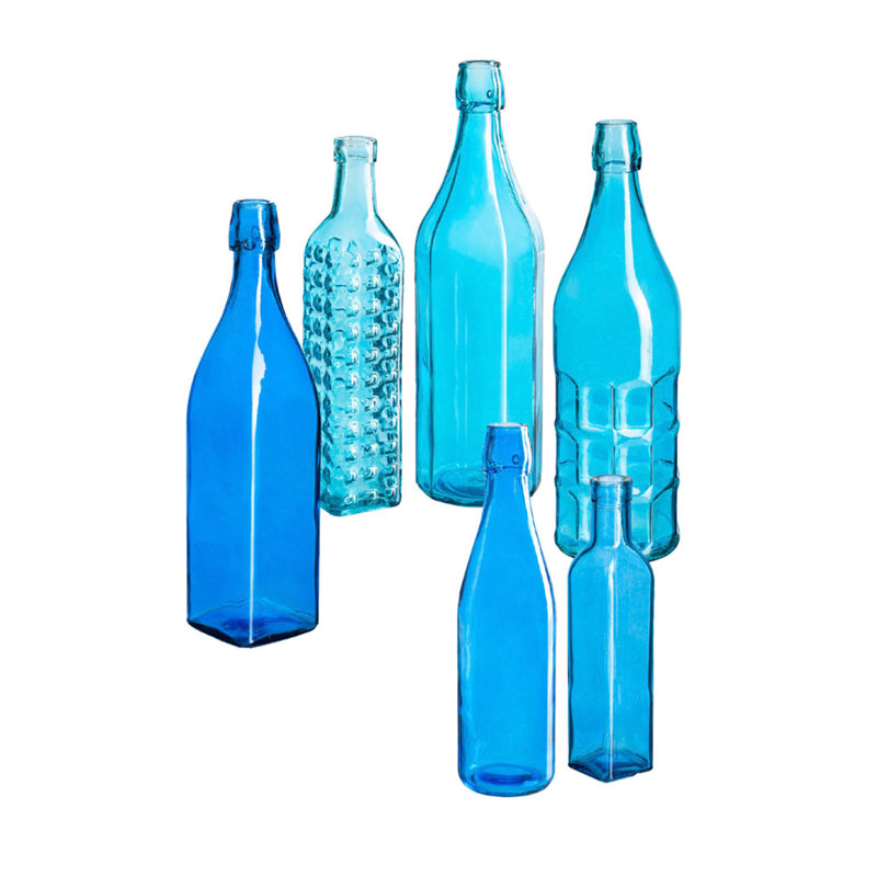 Ensemble de 5 bouteilles en verre bleu pour arbre à bouteilles d'extérieur